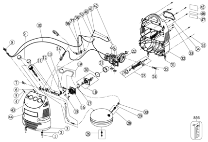 Default Diagram and Parts List for CMB15-AR Type 1 Porter Cable Compressor